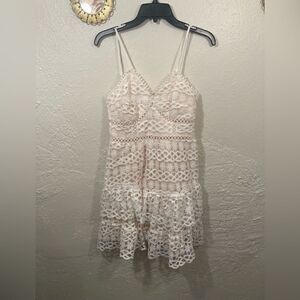 Net White Lace Cutout Dress
